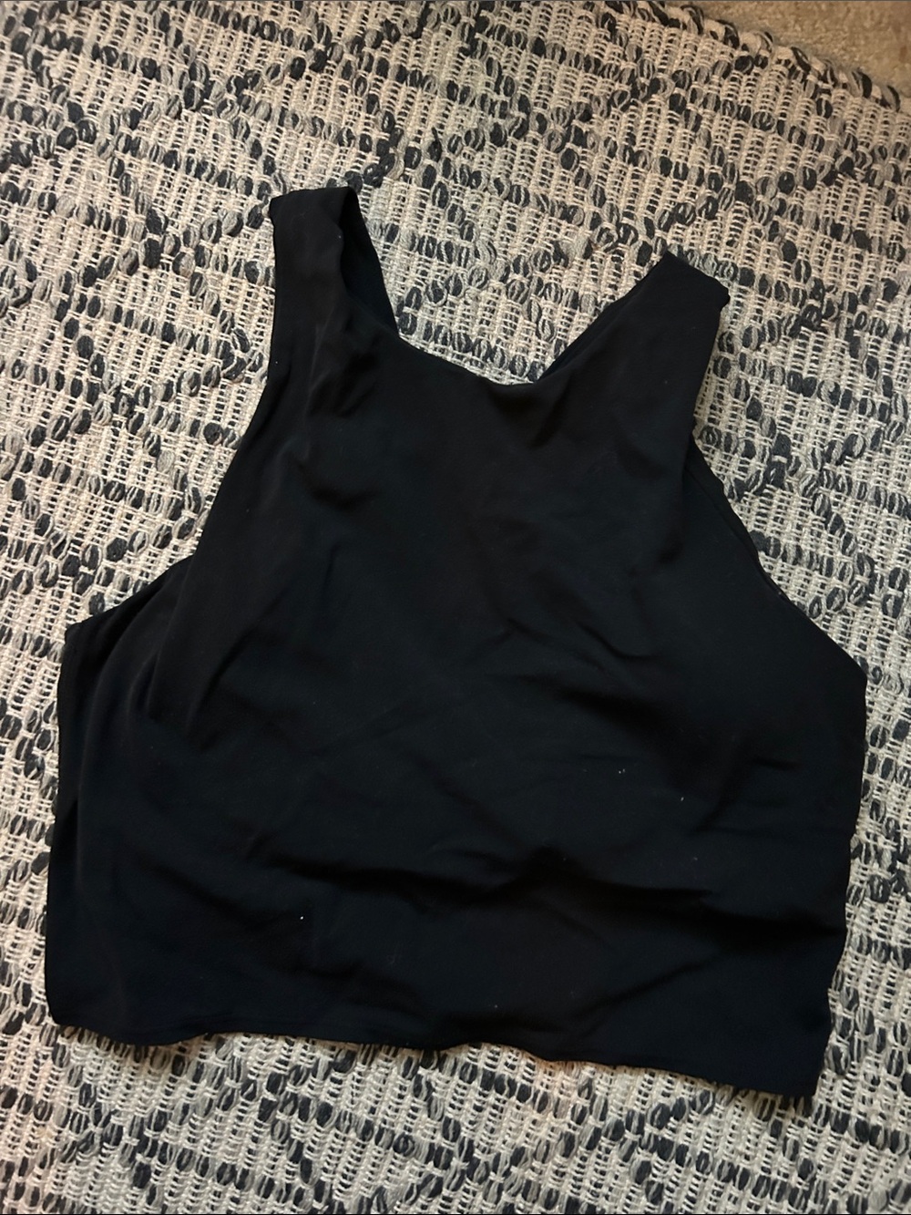 Athleta Black Cropped Tank with High Neck